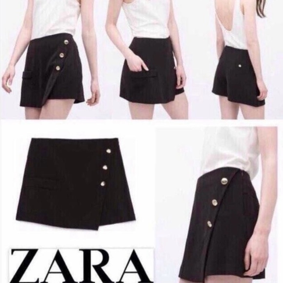 Zara Pants - Zara women’s size small black mini skort with wrap front flap